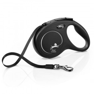 FLEXI NEW CLASSIC L LENTE BLACK 5M 50KG izvelkama inercijas pavada suņiem